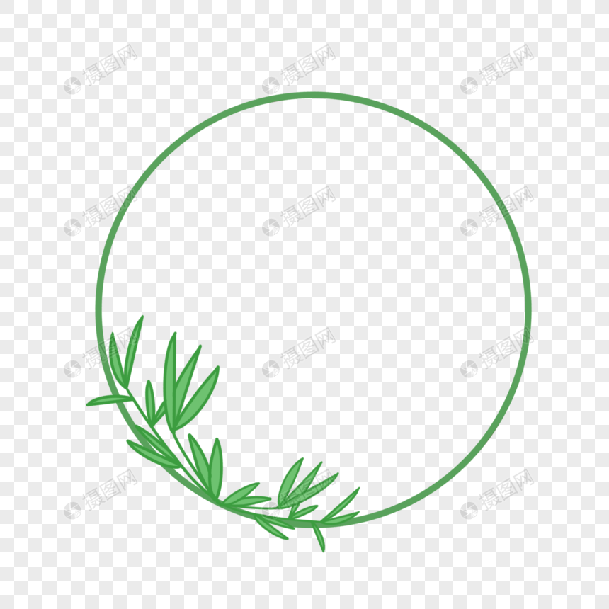 端午节清新竹子圆形边框卡通手绘