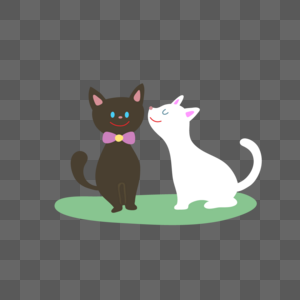 小黑猫和小白猫矢量动物素材高清图片