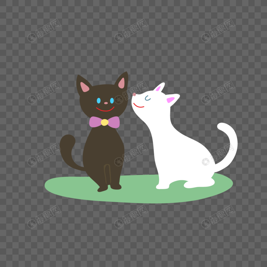小黑猫和小白猫矢量动物素材图片