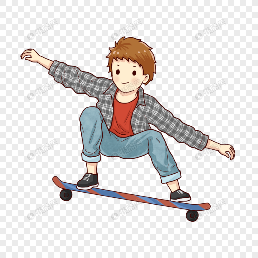 滑滑板的男孩
