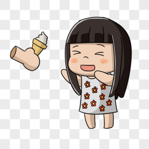 吃冰激凌小女孩吃甜筒高清图片
