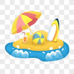 遮阳伞沙滩海浪图片