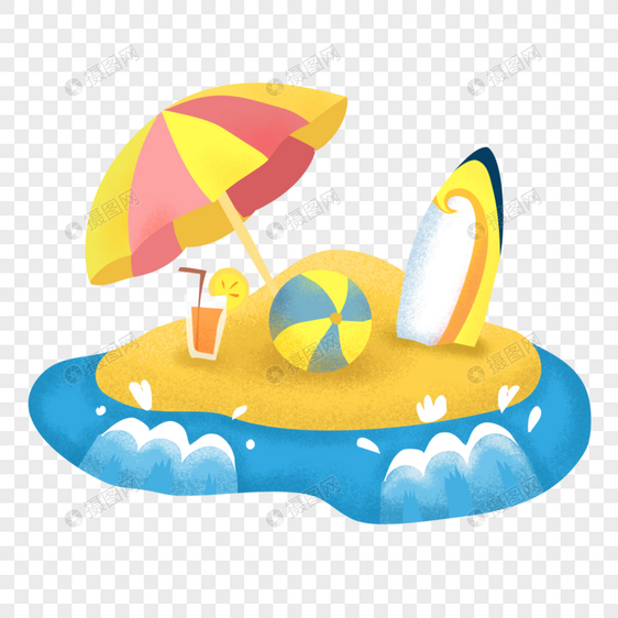 遮阳伞沙滩海浪图片