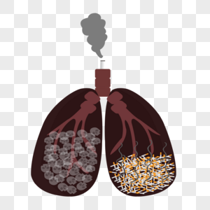 AI卡通吸烟损害内脏矢量图图片