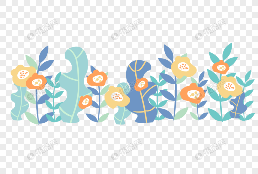 手绘小清新植物花朵装饰分割线边框背景图片