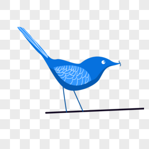 蓝色扁平化小鸟图片