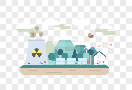 排放有毒气体的工厂矢量环保素材图片