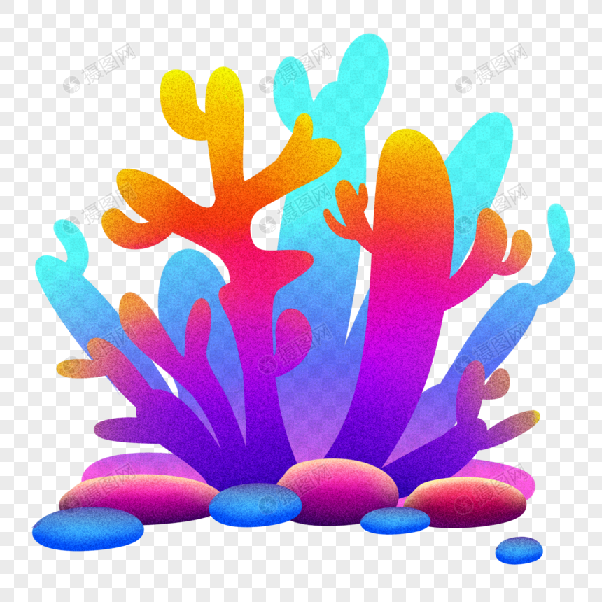 彩色渐变珊瑚群图片