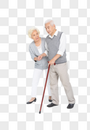老年夫妇拐杖搀扶图片