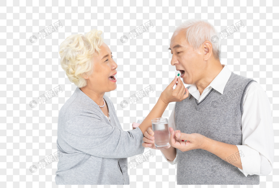 奶奶叮嘱爷爷吃药图片