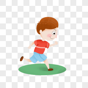 跑步的男孩绿地上跑步高清图片