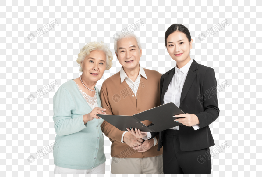 老年夫妻与保险顾问图片