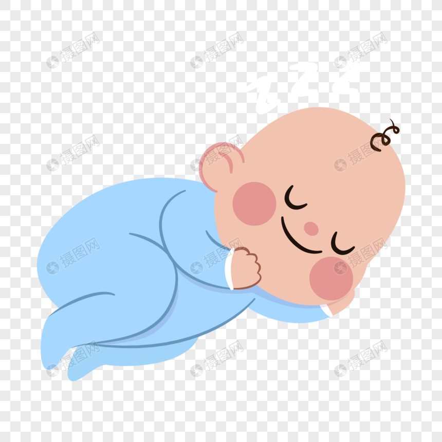 襁褓中熟睡的婴儿卡通人物元素
