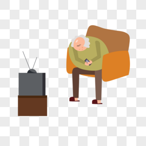看电视睡着的孤独空巢老人图片