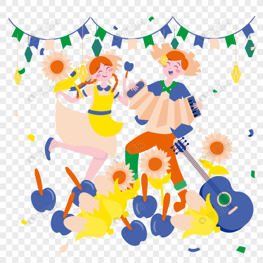 情侣在乡村音乐节上弹琴跳舞玉米苹果图片