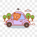 可爱小熊开车表情包图片