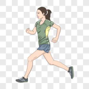 卡通简约女生奔跑元素图片