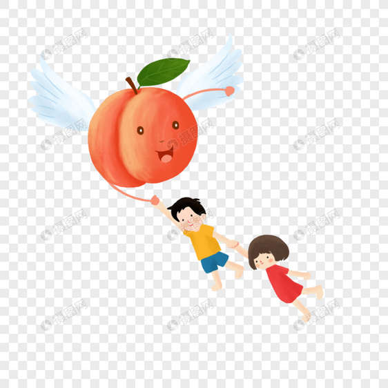 长翅膀的桃子和儿童图片
