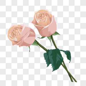 手绘粉色玫瑰花卉元素图片