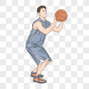 卡通简约人物打篮球运动元素图片