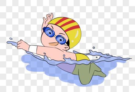 游泳运动项目运动员卡通人物手绘图片