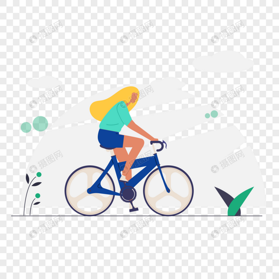 女人骑自行车图标免抠矢量插画素材图片