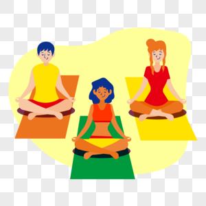 三个女性为了健康在瑜伽垫上进行瑜伽训练图片