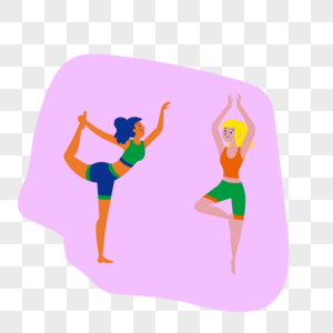 两个女性为了健康在瑜伽垫上进行瑜伽训练图片