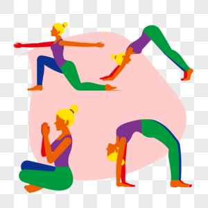 四个女性为了健康在瑜伽垫上进行瑜伽训练图片