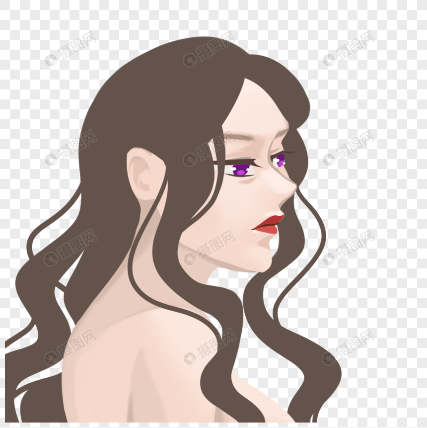 卷发性感美女侧面头像