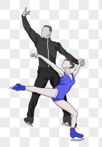 奥运会男女双人花式溜冰单脚抬起高清图片