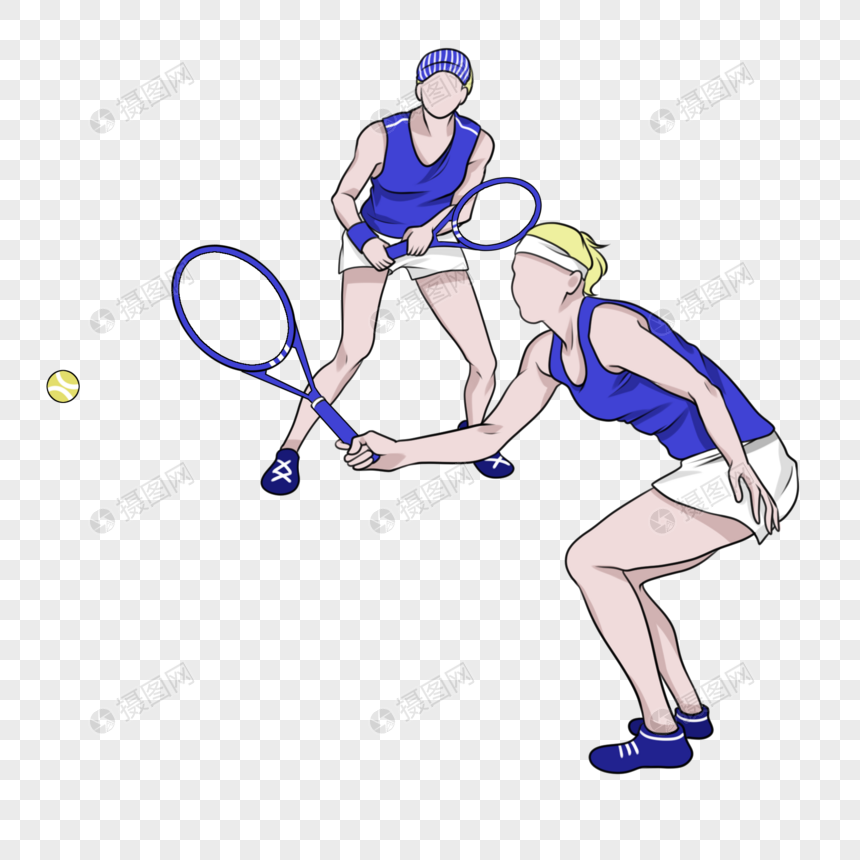 奥运会双人女子网球比赛接球一幕图片