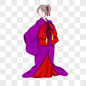 紫红艺伎花魁装扮少女图片