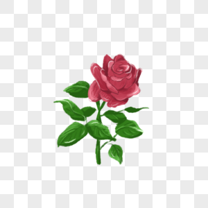 手绘红色玫瑰花卉元素图片