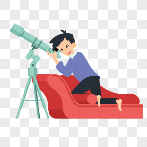 学用望远镜的小孩图片