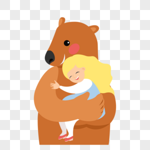 和玩具熊拥抱的女孩图片