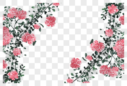 中国风蔷薇花装饰元素图片