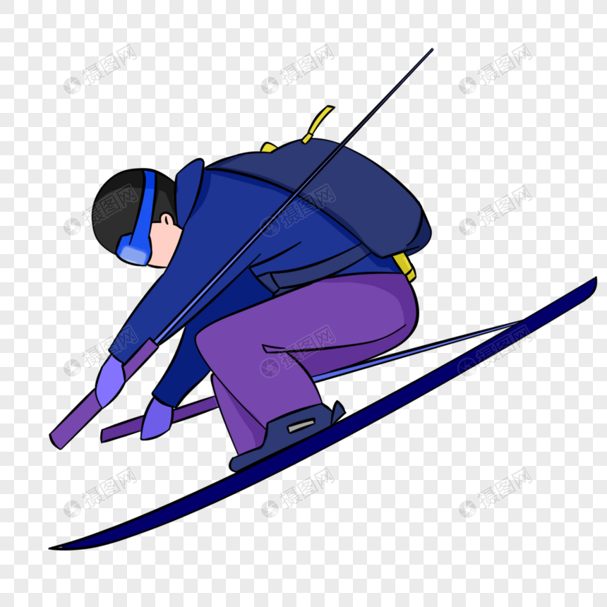 滑雪运动员卡通人物手绘