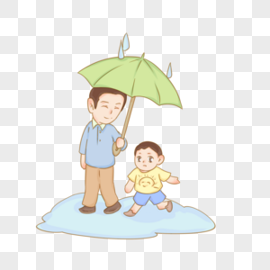 帮孩子打伞的爸爸图片