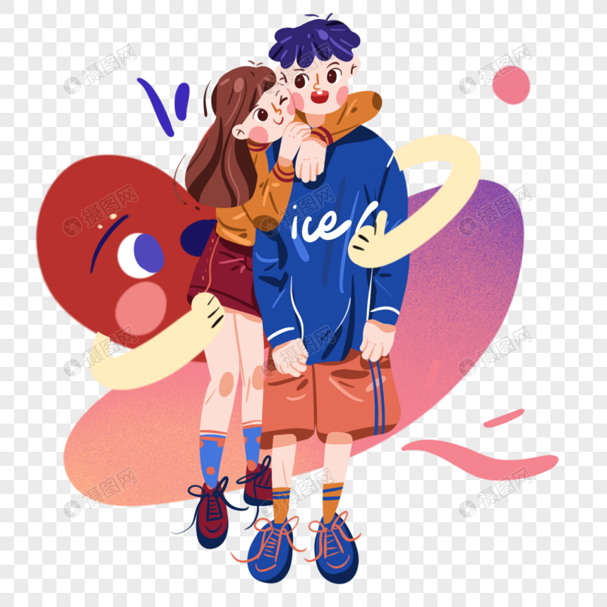七夕节搂着男朋友的情侣