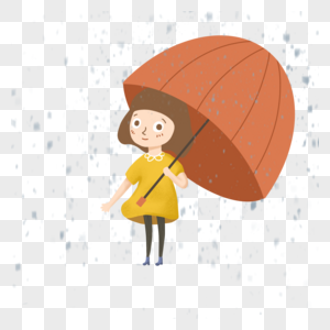 下雨天打伞的小女孩图片