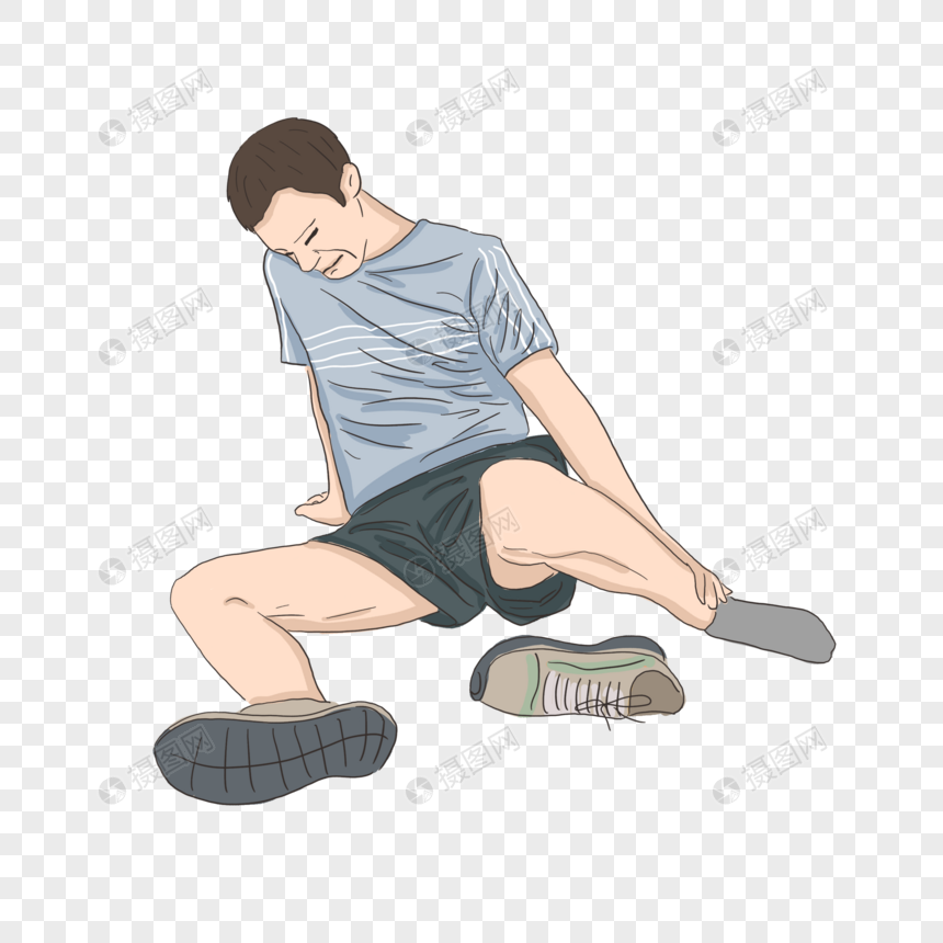 卡通简约人物运动受伤元素