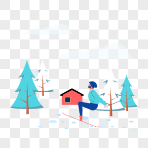 滑雪运动图标免抠矢量插画素材图片
