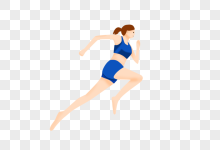 卡通女奔跑运动免抠手绘元素图片