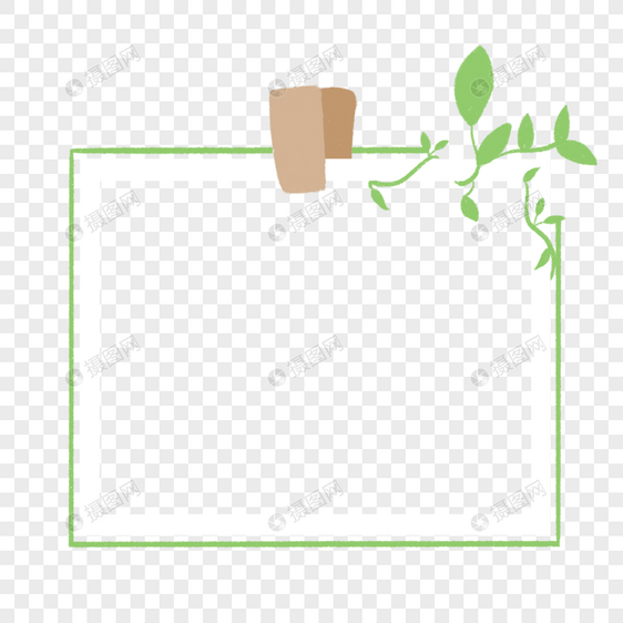 夏日边框绿色植物卡通手绘图片
