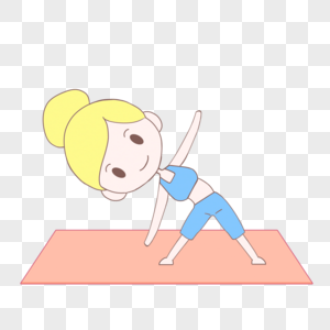 手绘卡通健康瑜伽压腿图片