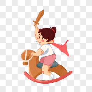 骑木马的女孩图片