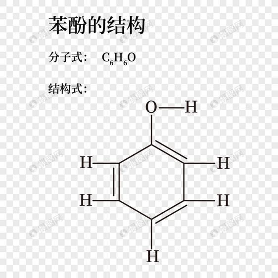 矢量苯酚分子结构式有机化学免抠PNG图片