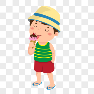 吃冰激凌的男孩高清图片