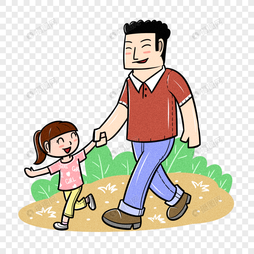 父亲节爸爸女儿手牵手